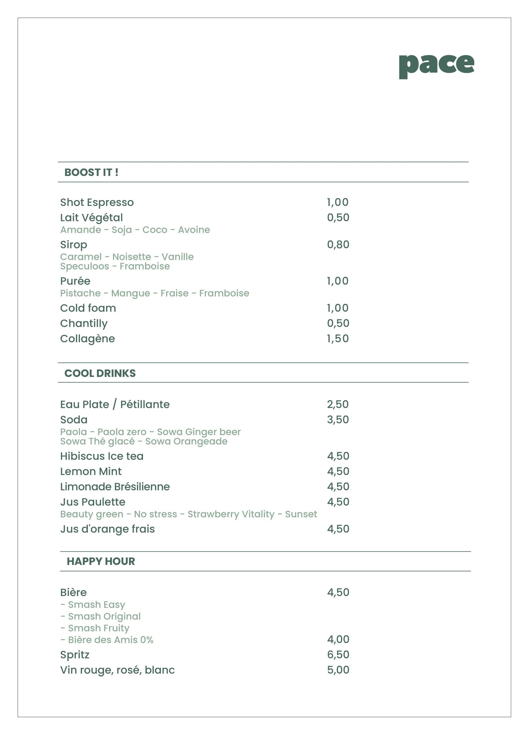 Carte drinks, volet 2 — boost it, cool drinks et happy hour